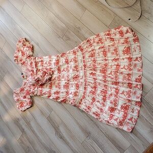 Farm Rio Floral Maxi Dress Odessa Tiered Bow Dress Size L